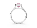 Silver Bezel Set Fancy Pink Radiant  Cut Solitaire Ring with Tapered Band 3