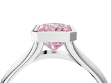 Silver Bezel Set Fancy Pink Radiant  Solitaire Diamond Ring with Smooth Band 4