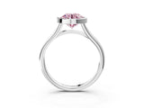 Silver Bezel Set Fancy Pink Round  Cut Solitaire Ring with Tapered Band 3