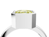Silver Bezel Set Fancy Yellow Asscher Cut Solitaire Engagement Ring with Classic Band_10