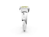 Silver Bezel Set Fancy Yellow Asscher  Solitaire Ring with Wide Band 2