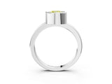 Silver Bezel Set Fancy Yellow Cushion Cut Solitaire Engagement Ring with Classic Band_9