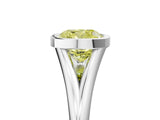 Silver Bezel Set Fancy Yellow Cushion  Cut Solitaire Ring with Tapered Band 5