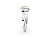 Silver Bezel Set Fancy Yellow Cushion  Solitaire Ring with Wide Band 3