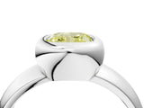 Silver Bezel Set Fancy Yellow Cushion  Solitaire Ring with Wide Band 5