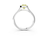 Silver Bezel Set Fancy Yellow Emerald  Cut Solitaire Ring with Tapered Band 3