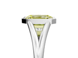 Silver Bezel Set Fancy Yellow Emerald  Cut Solitaire Ring with Tapered Band 5