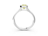 Silver Bezel Set Fancy Yellow Emerald  Solitaire Diamond Ring with Smooth Band 3