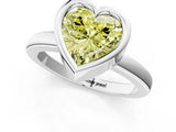 Silver Bezel Set Fancy Yellow Heart Cut Solitaire Engagement Ring with Classic Band_7