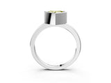 Silver Bezel Set Fancy Yellow Heart Cut Solitaire Engagement Ring with Classic Band_9