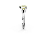 Silver Bezel Set Fancy Yellow Heart  Cut Solitaire Ring with Tapered Band 2