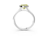 Silver Bezel Set Fancy Yellow Heart  Cut Solitaire Ring with Tapered Band 3