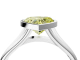 Silver Bezel Set Fancy Yellow Heart  Cut Solitaire Ring with Tapered Band 4