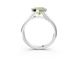 Silver Bezel Set Fancy Yellow Heart  Solitaire Diamond Ring with Smooth Band 3
