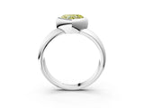 Silver Bezel Set Fancy Yellow Heart  Solitaire Ring with Wide Band 3