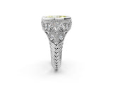 Silver Bezel Set Fancy Yellow Marquise Cut Diamond Milgrain Band Ring_14