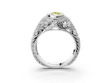 Silver Bezel Set Fancy Yellow Marquise Cut Diamond Milgrain Band Ring_15
