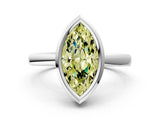 Silver Bezel Set Fancy Yellow Marquise Cut Solitaire Engagement Ring with Classic Band_6