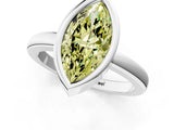 Silver Bezel Set Fancy Yellow Marquise Cut Solitaire Engagement Ring with Classic Band_7