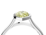 Silver Bezel Set Fancy Yellow Marquise  Cut Solitaire Ring with Tapered Band 5