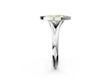 Silver Bezel Set Fancy Yellow Marquise  Solitaire Diamond Ring with Smooth Band 2