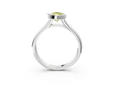 Silver Bezel Set Fancy Yellow Marquise  Solitaire Diamond Ring with Smooth Band 3