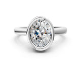 Silver Bezel Set Fancy Yellow Oval Cut Solitaire Engagement Ring with Classic Band_6