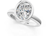 Silver Bezel Set Fancy Yellow Oval Cut Solitaire Engagement Ring with Classic Band_7