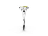 Silver Bezel Set Fancy Yellow Oval  Cut Solitaire Ring with Tapered Band 4