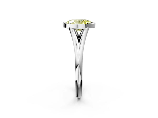 Sterling Silver Oval Bezel Engagement Ring Setting for Fancy Yellow Center
