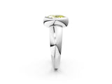 Silver Bezel Set Fancy Yellow Oval  Solitaire Ring with Wide Band 2