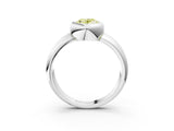 Silver Bezel Set Fancy Yellow Oval  Solitaire Ring with Wide Band 3