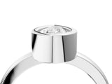 Silver Bezel Set Fancy Yellow Pear Cut Solitaire Engagement Ring with Classic Band_10