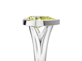Silver Bezel Set Fancy Yellow Pear  Cut Solitaire Ring with Tapered Band 5