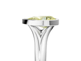 Silver Bezel Set Fancy Yellow Pear  Solitaire Diamond Ring with Smooth Band
