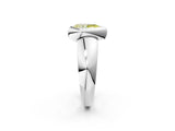 Silver Bezel Set Fancy Yellow Pear  Solitaire Ring with Wide Band 2