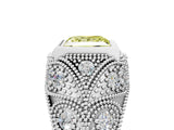 Silver Bezel Set Fancy Yellow Princess Cut Diamond Milgrain Band Ring_11