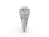 Silver Bezel Set Fancy Yellow Princess Cut Diamond Milgrain Band Ring_8