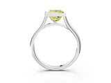 Silver Bezel Set Fancy Yellow Princess  Cut Solitaire Ring with Tapered Band 4