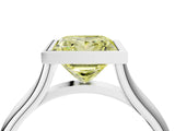 Silver Bezel Set Fancy Yellow Princess  Cut Solitaire Ring with Tapered Band 5