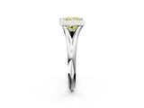 Silver Bezel Set Fancy Yellow Princess  Solitaire Diamond Ring with Smooth Band 2