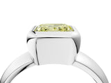 Silver Bezel Set Fancy Yellow Princess  Solitaire Ring with Wide Band 4