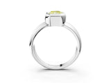 Silver Bezel Set Fancy Yellow Radiant  Solitaire Ring with Wide Band 4
