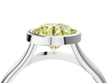 Silver Bezel Set Fancy Yellow Round  Cut Solitaire Ring with Tapered Band 4