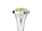 Silver Bezel Set Fancy Yellow Round  Cut Solitaire Ring with Tapered Band 5