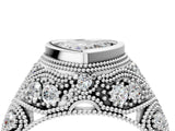 Silver Bezel Set Heart Cut Diamond Milgrain Band Ring_17