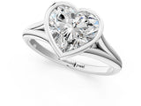 Silver Bezel Set Heart Cut Solitaire Ring with Tapered Band 1