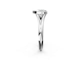 Silver Bezel Set Heart Solitaire Diamond Ring with Smooth Band 2