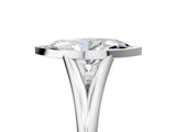 Silver Bezel Set Marquise Cut Solitaire Ring with Tapered Band 1