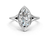 Silver Bezel Set Marquise Cut Solitaire Ring with Tapered Band 2